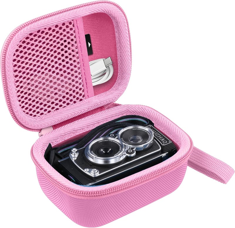 Baval Camera Case for CHUZHAO Vintage Mini Digital Camera,Compatible with Portable TLR Style Retro Compact Small Pocket Autofocus Camera(Pink Case) - Image 2